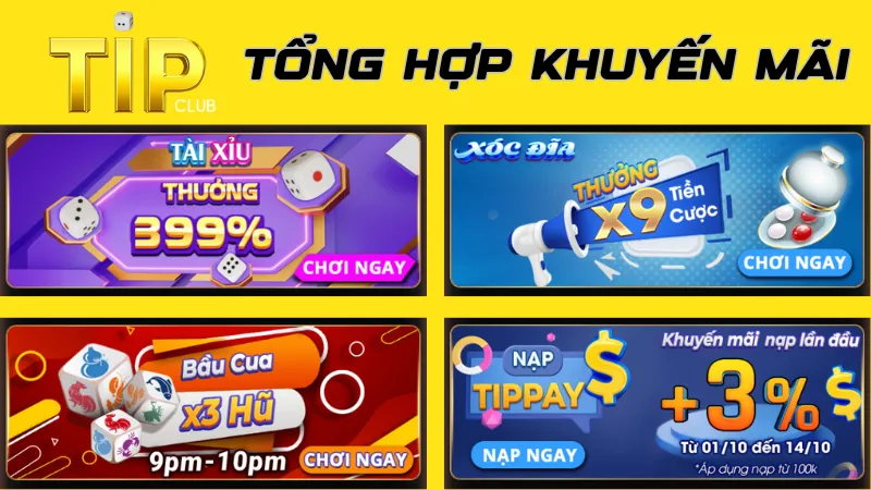 Những khuyến mãi Tipclub hấp dẫn cho anh em